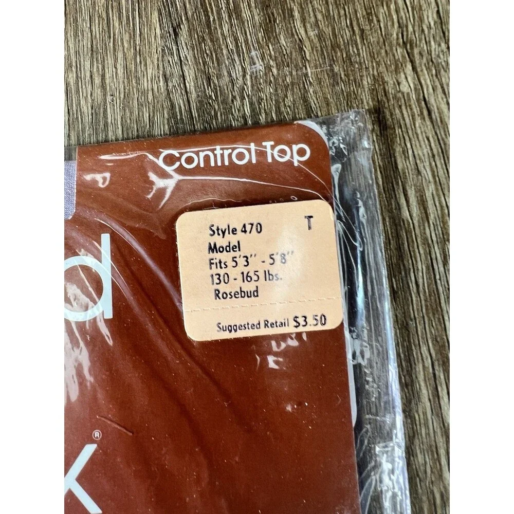 Vtg Round The Clock Control Top Pantyhose Rosebud Purple Size Model NIP 80s